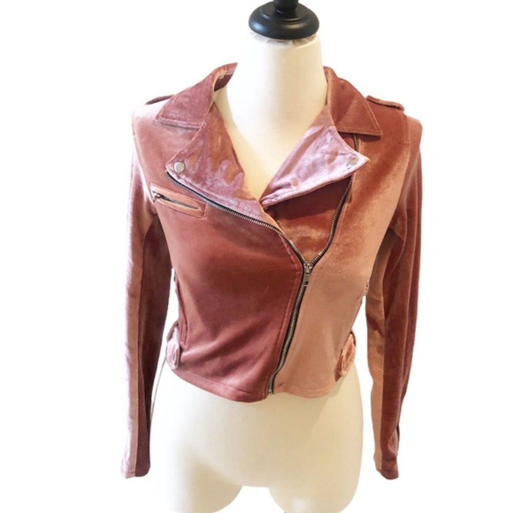 Hudson crop moto jacket crushed velvet size XL